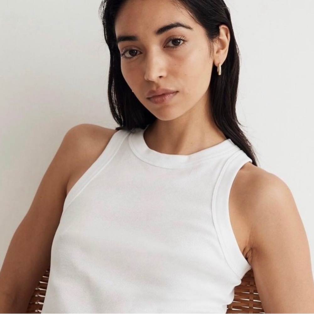 NWT Madewell Brightside Rib Cutaway Tank in white, size Medium, MD070